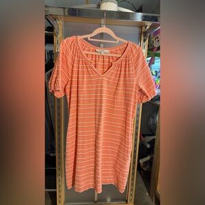 LOFT Coral Striped Dress 🍊✨ Size Small